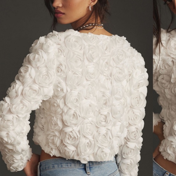 Floral Appliqué Cropped Jacket - Picture 3 of 5